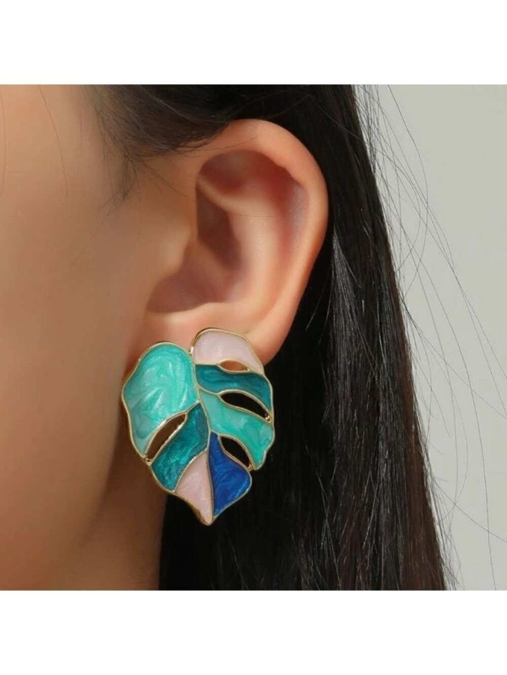Bohemian leaf stud earrings A709